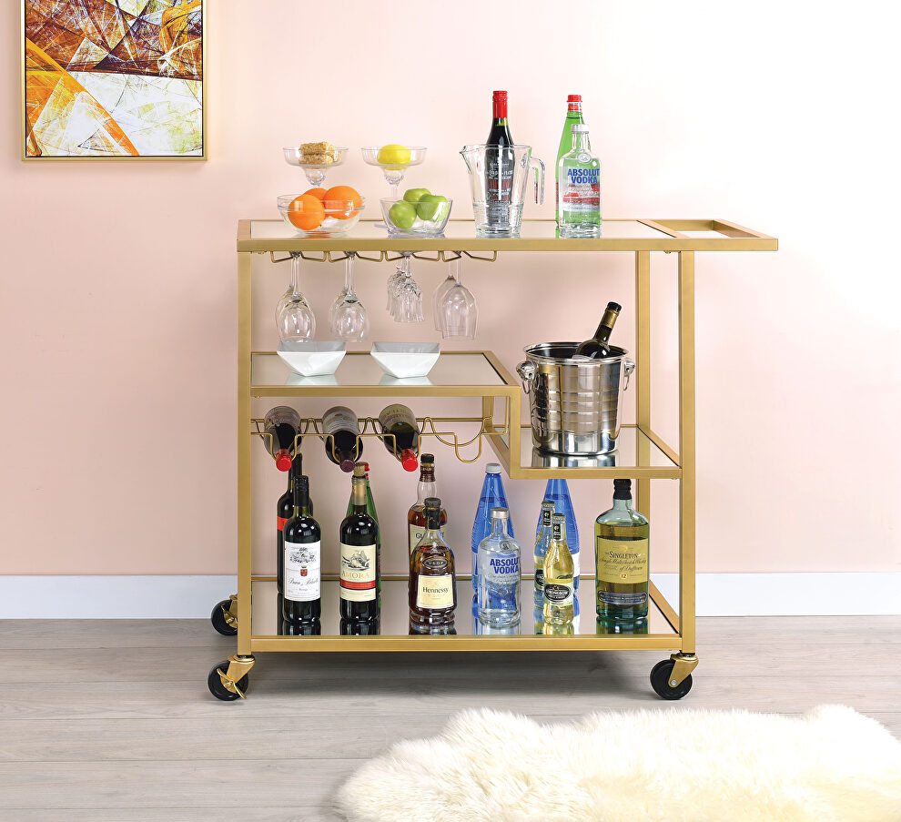 Champagne & mirror serving cart by Acme