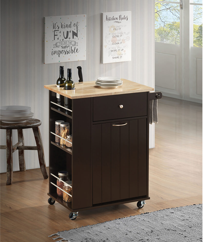 Natural & wenge kitchen cart by Acme