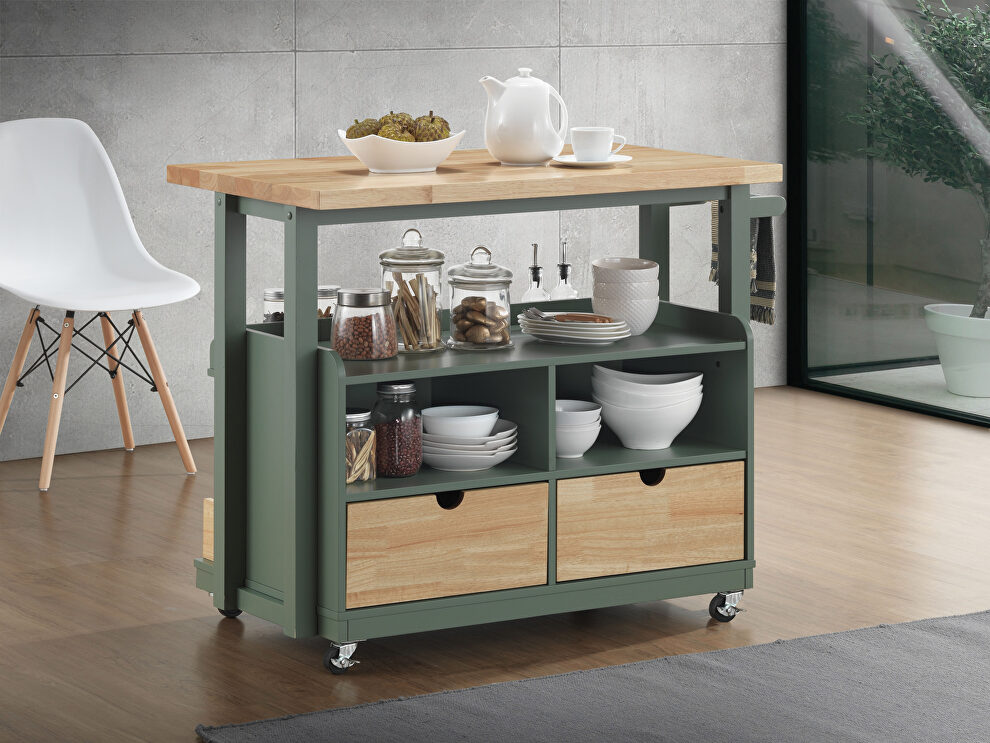 Natural & green kitchen cart by Acme