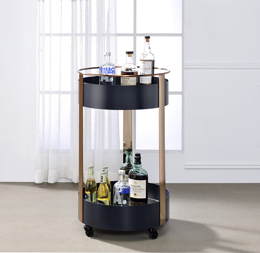 Onyx & copper serving cart by Acme