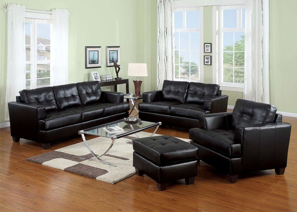 Black affordable leather couch by Acme