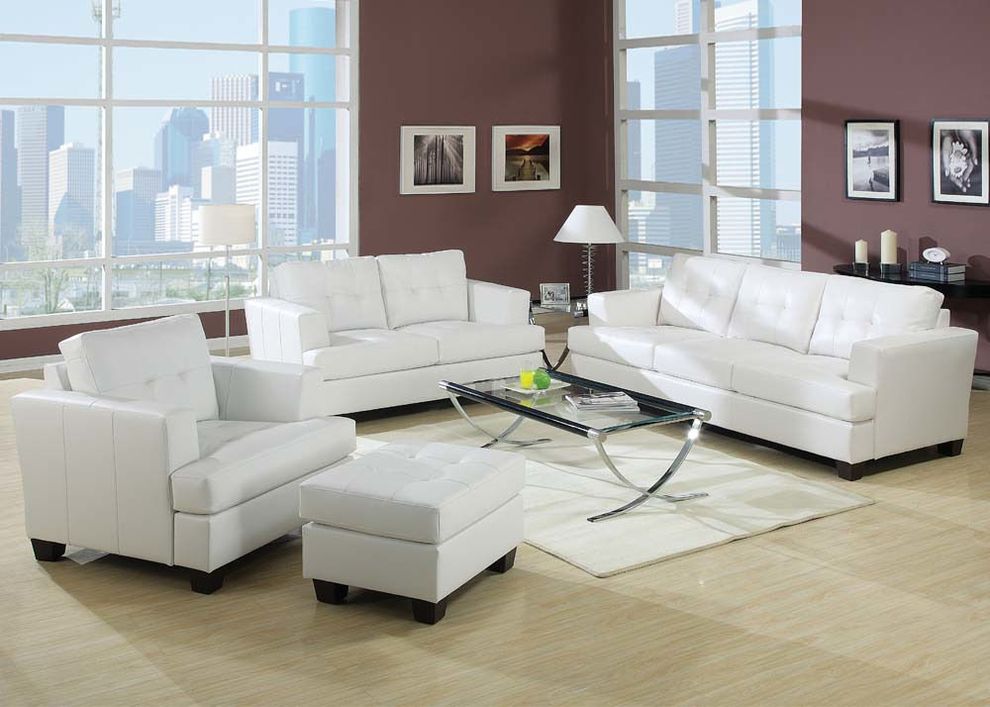 White affordable leather couch by Acme