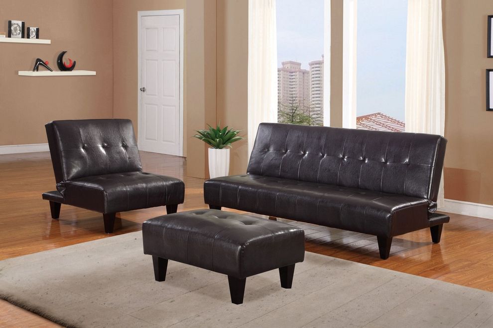 Brown bycast leather sofa bed w/ tufted back by Acme