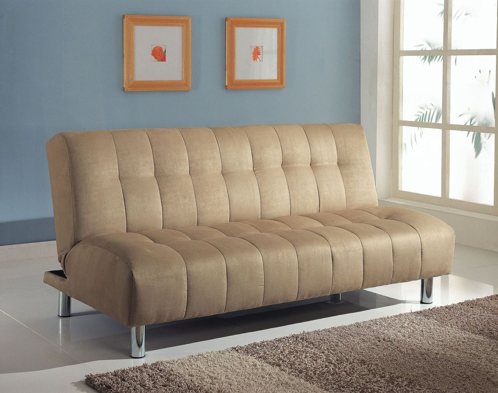 Futon style light beige fabric sofa bed by Acme