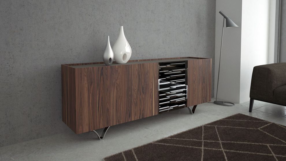 Walnut / contemporary buffet / display unit by At Home USA