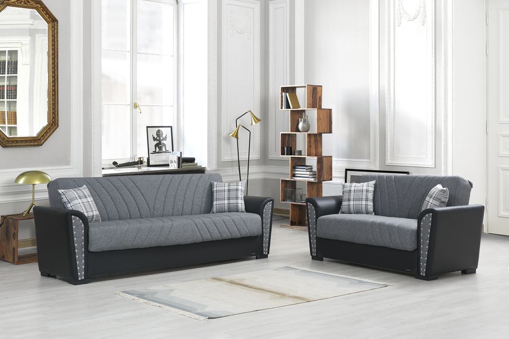 Two-toned gray sofa w/ storage in casual style by Alpha