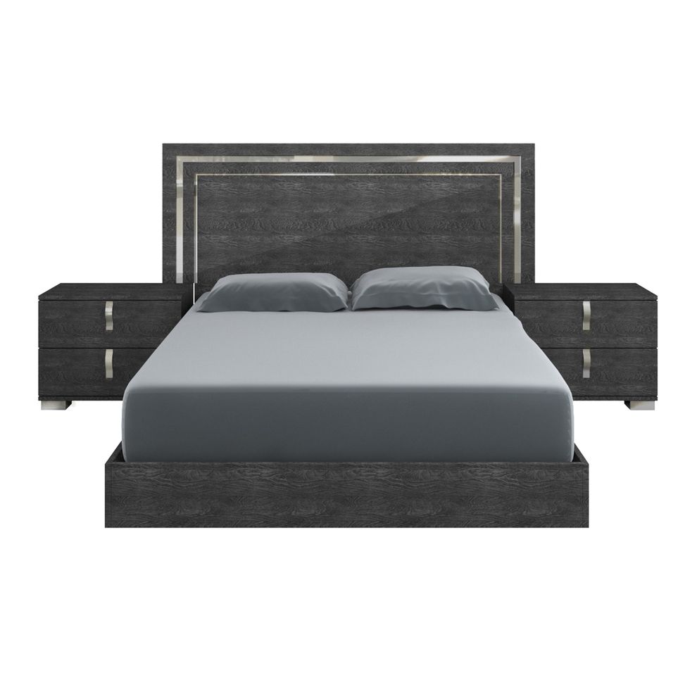 Elegant king bed in gray high gloss finish by At Home USA