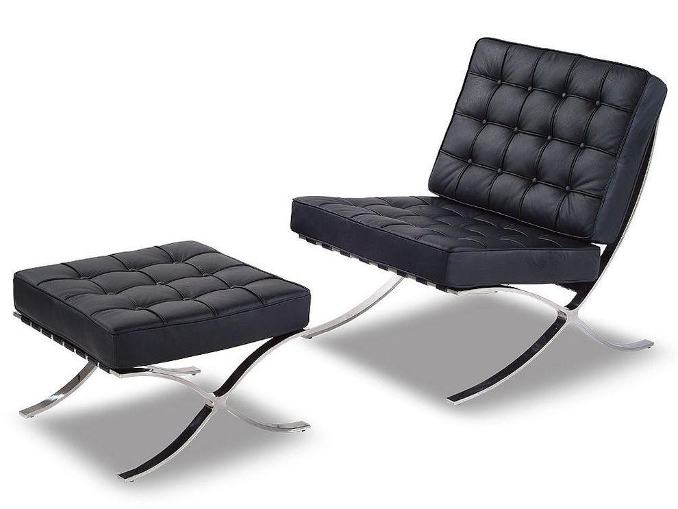 Replica modern design chair in black leather by At Home USA