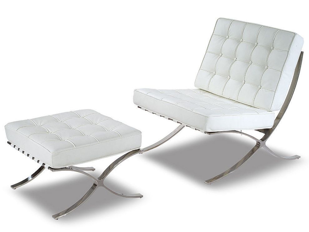 Replica modern design chair in white leather by At Home USA