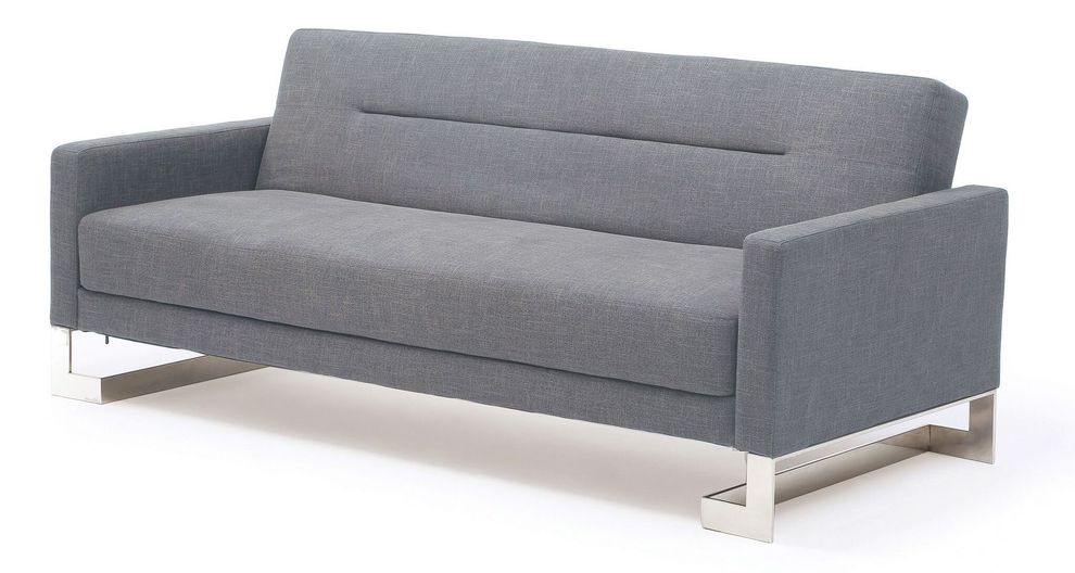 Gray sofa bed w/ modern chrome legs by At Home USA