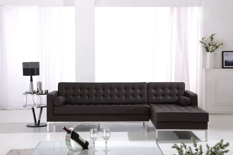 Le Corbusier design brown leather sectional sofa by At Home USA