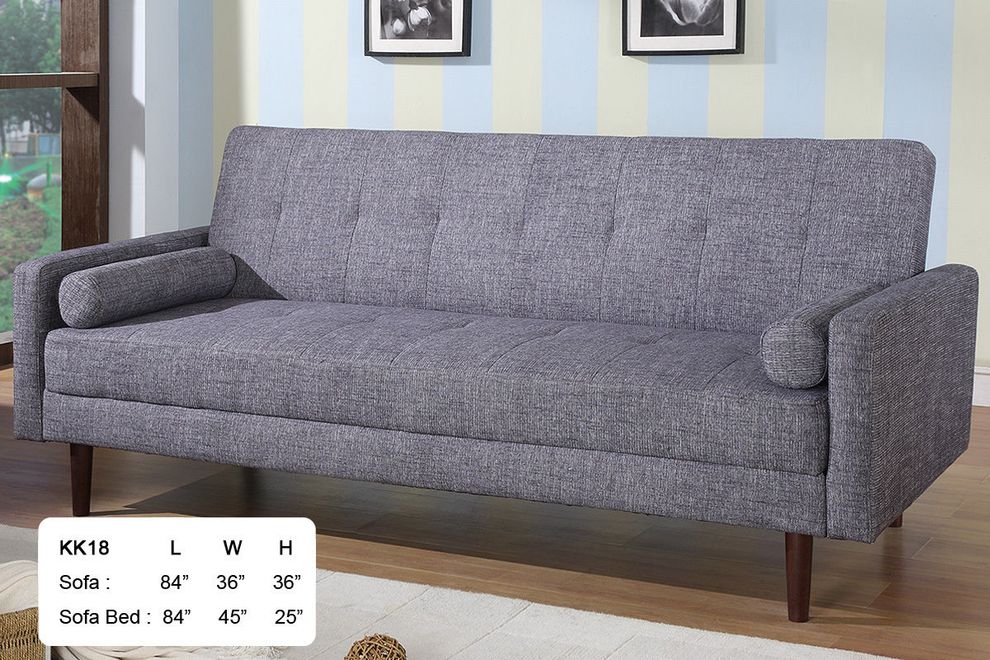 Gray fabric retro-style sofa bed w/ wooden legs by At Home USA