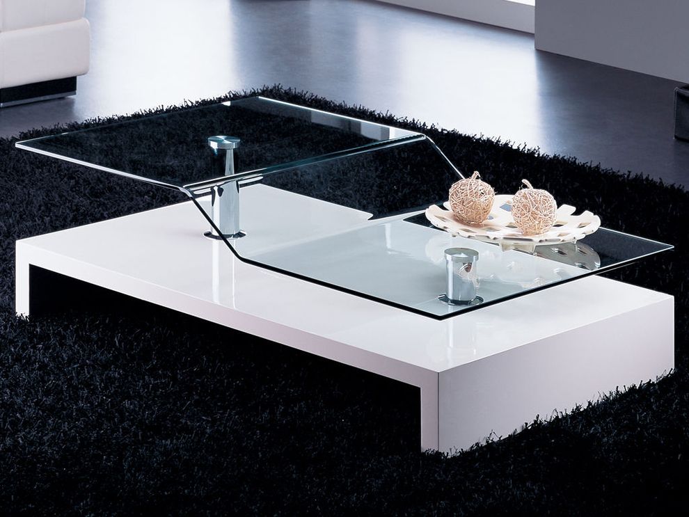 Curved two-level glass top coffee table by At Home USA