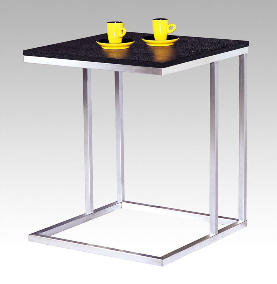 Square wood top / chrome accent table by At Home USA