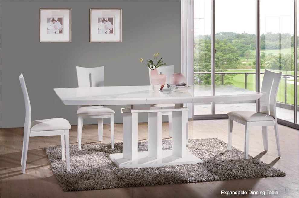 White high gloss contemporary extension table by At Home USA