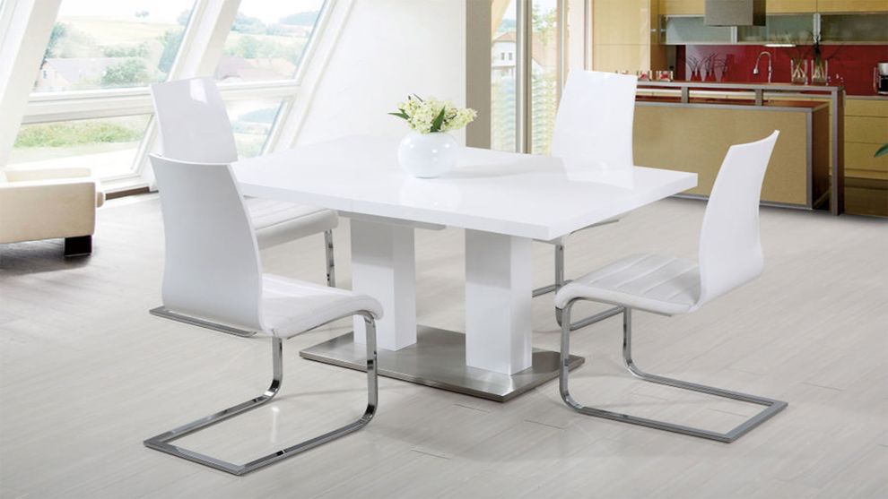 Wood white gloss contemporary extension table by At Home USA