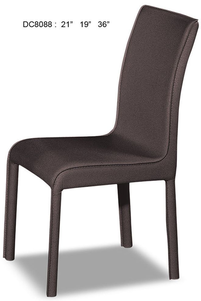 Modern dining chair in brown pu leather by At Home USA