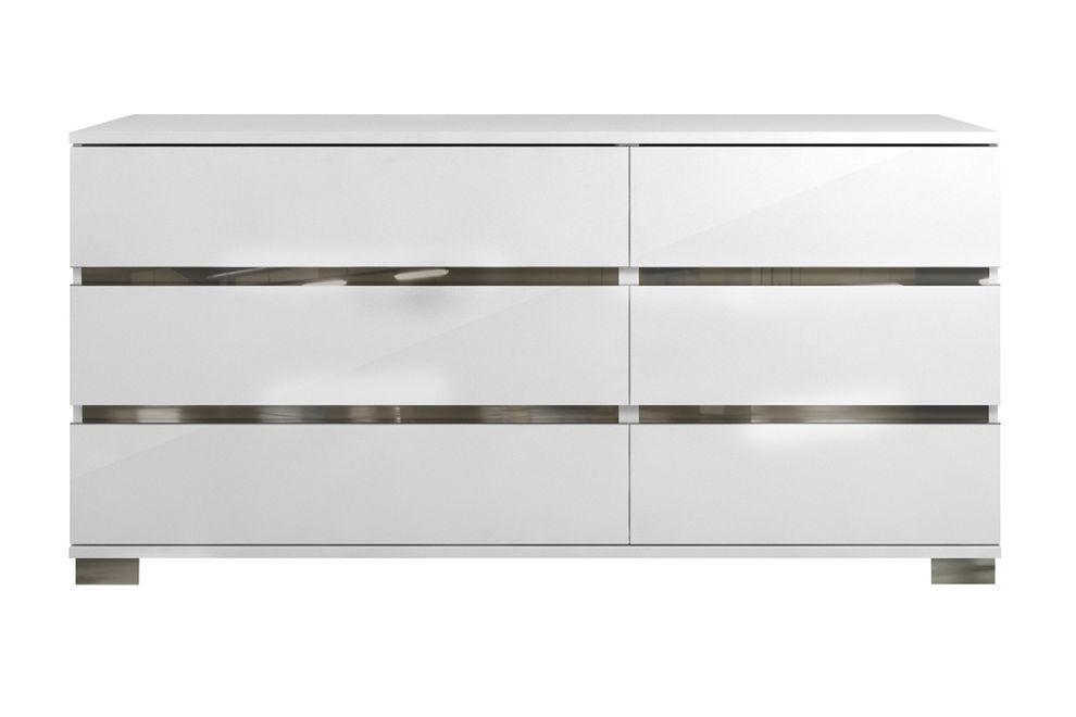 Italy made high-gloss lacquered white dresser by At Home USA