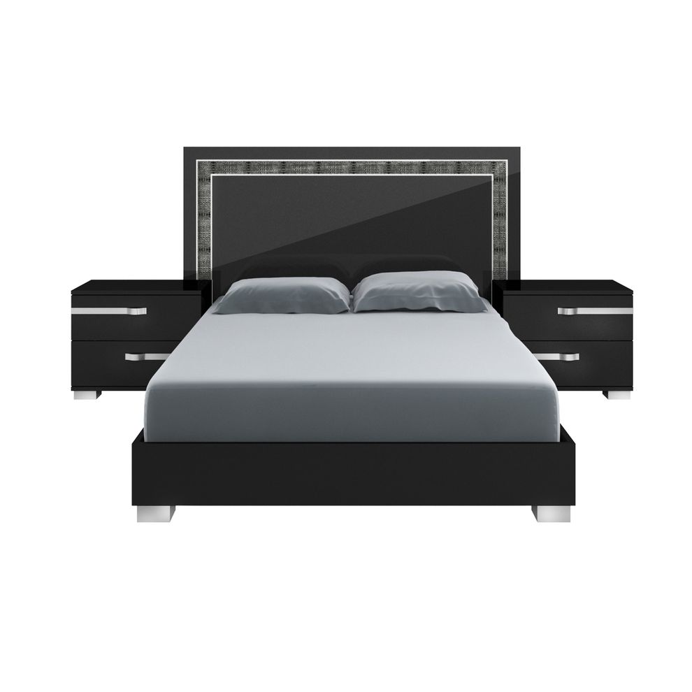 Modern black high-gloss platform king size bed by At Home USA