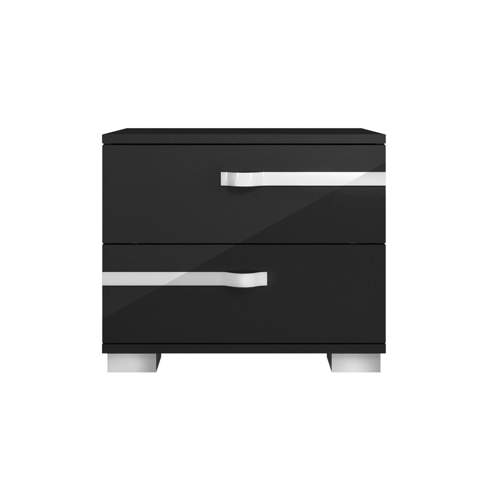 Modern black high-gloss nightstand by At Home USA