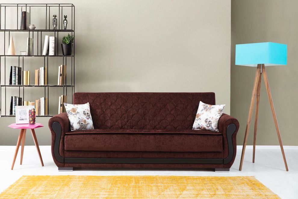 Brown/burgundy storage sofa bed by Alpha