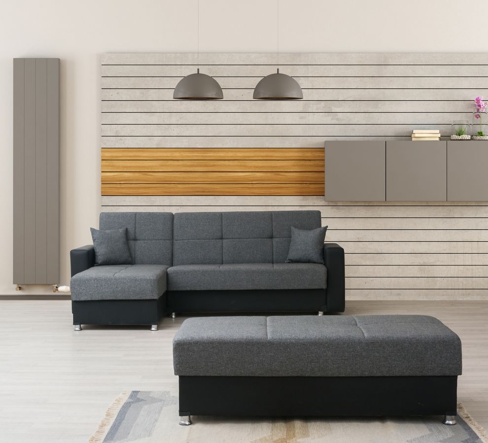 Two-toned gray / black small reversible storage sofa by Alpha