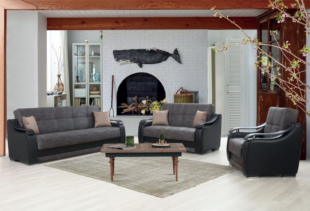 Contemporary two-toned sofa w/ storage by Alpha