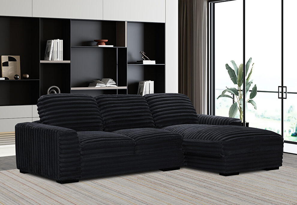 Black corduroy fabric sectional sofa by Alpha