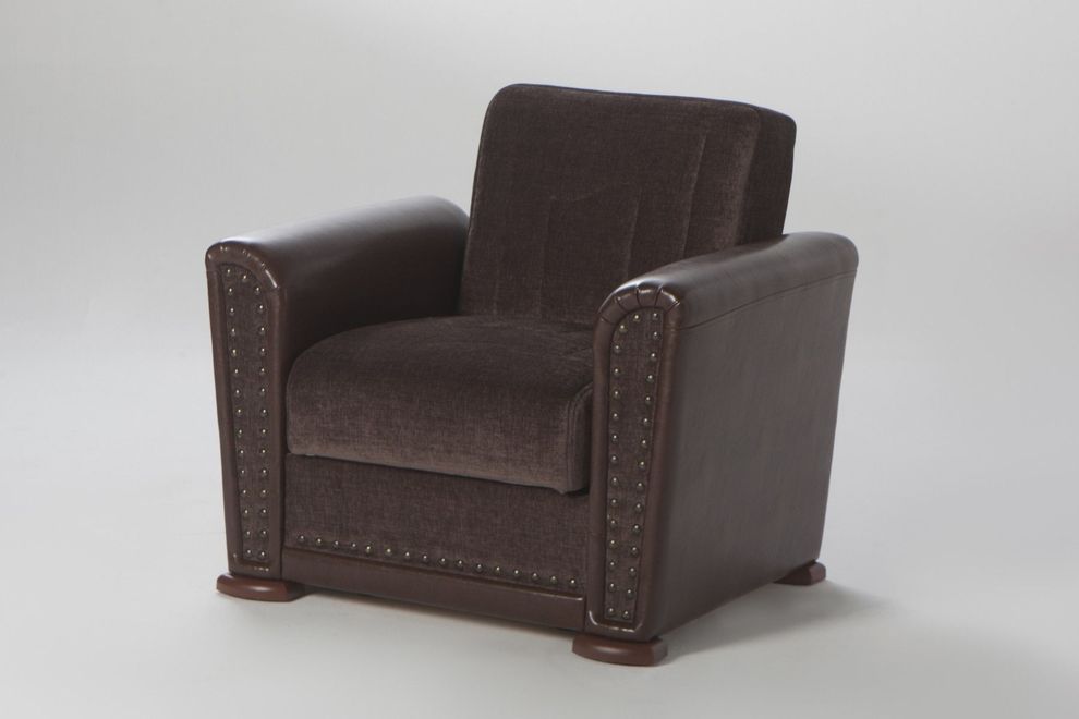 Dark brown casual chair w/ bed and storage by Istikbal
