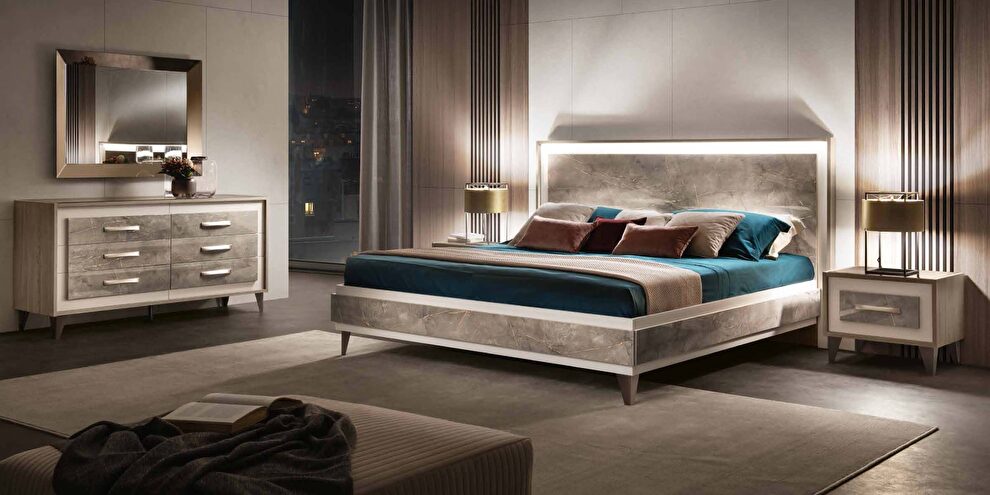 Contemporary Italian bed w/ led light built-in by Arredoclassic Italy
