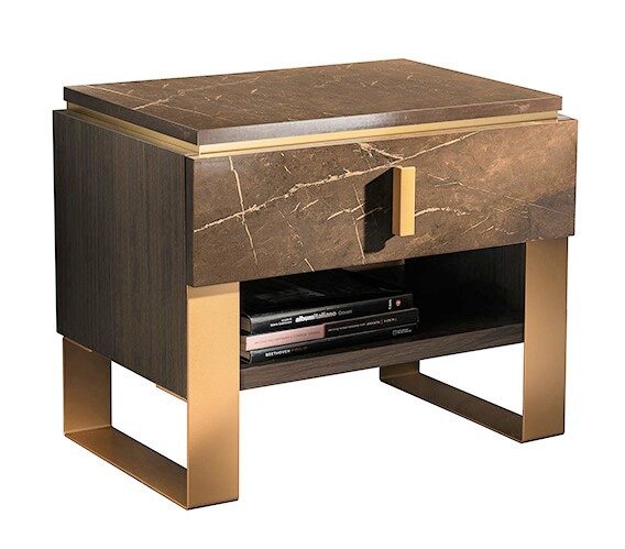 Contemporary nightstand in golden walnut / espresso finish by Arredoclassic Italy