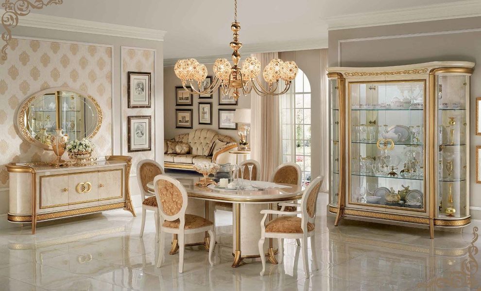 Classic style glossy finish traditional Italian dining by Arredoclassic Italy