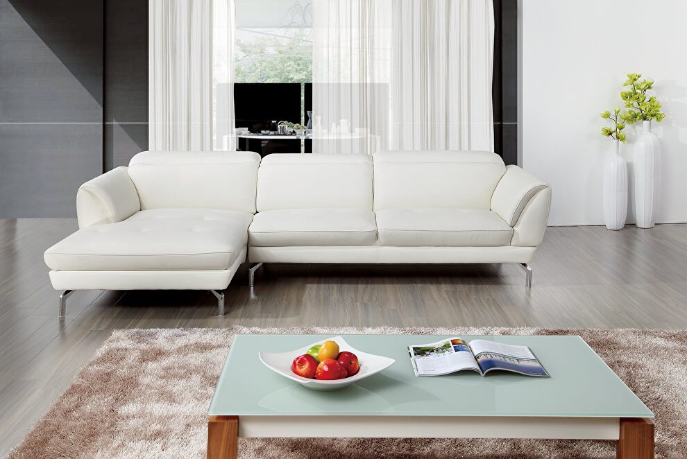 Quality 2pcs sectional sofa in off white leather by Beverly Hills