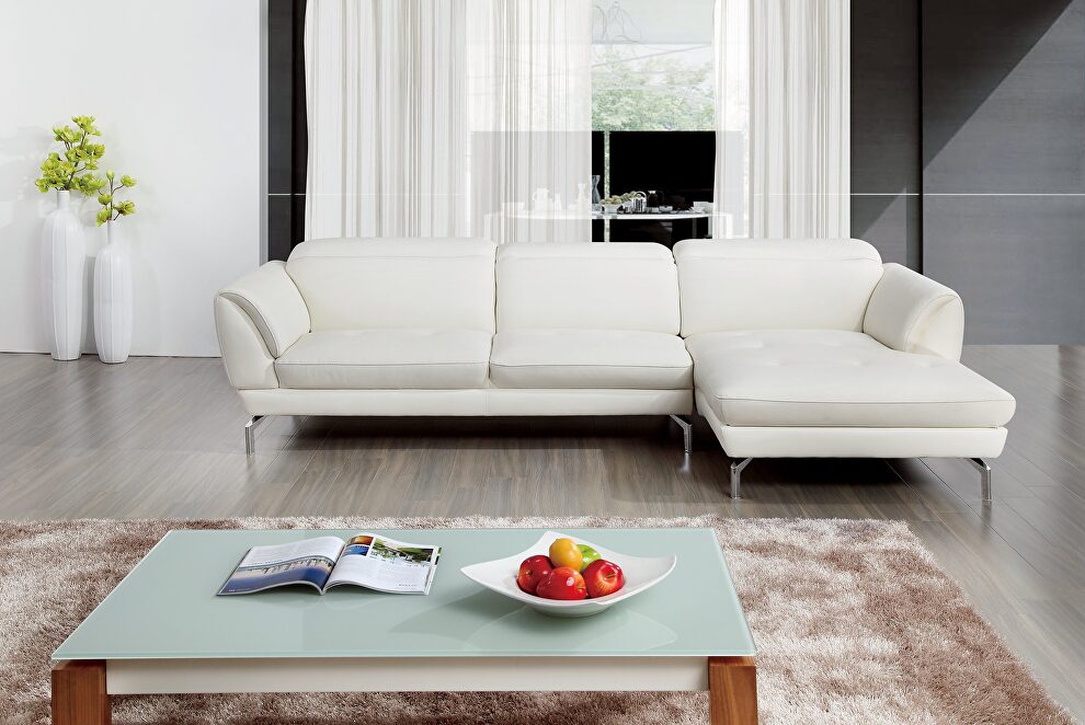 Quality 2pcs sectional sofa in off white leather by Beverly Hills