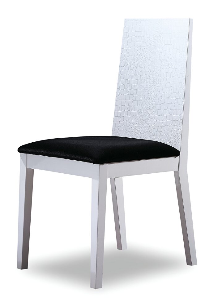 White crocodile pattern dining chair w/ black seat by Beverly Hills