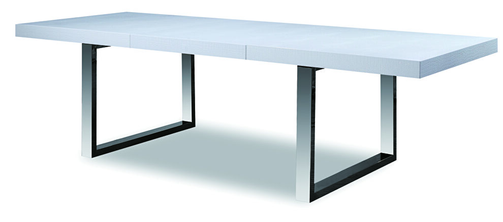 Stainless steel / white crocodile pattern extension table by Beverly Hills