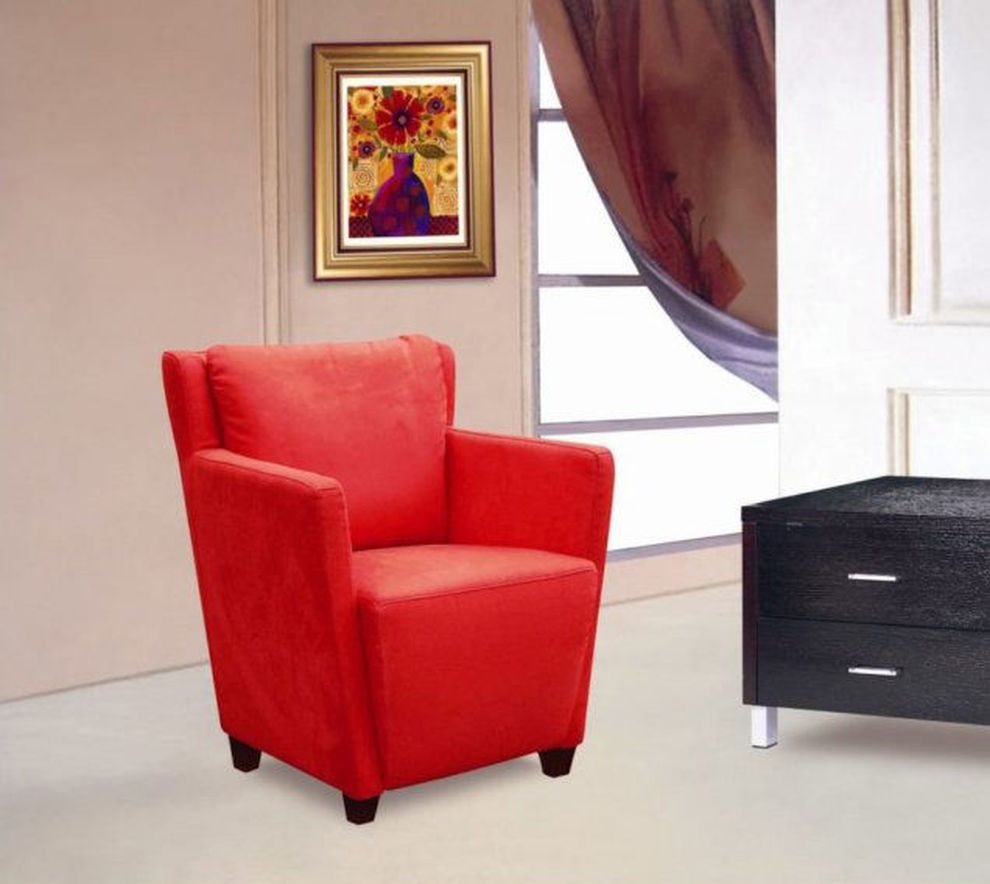 Microfiber club style red leather chair by Beverly Hills