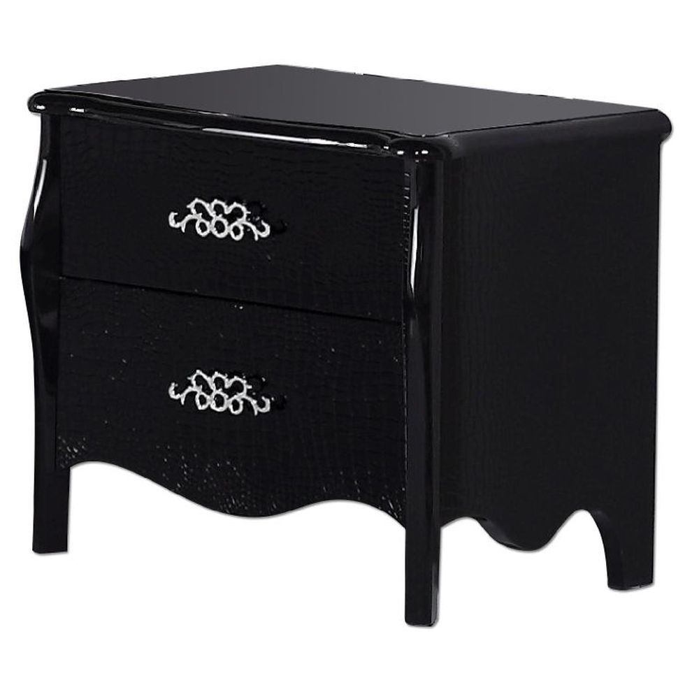 Neo-classical nightstand in black by Beverly Hills