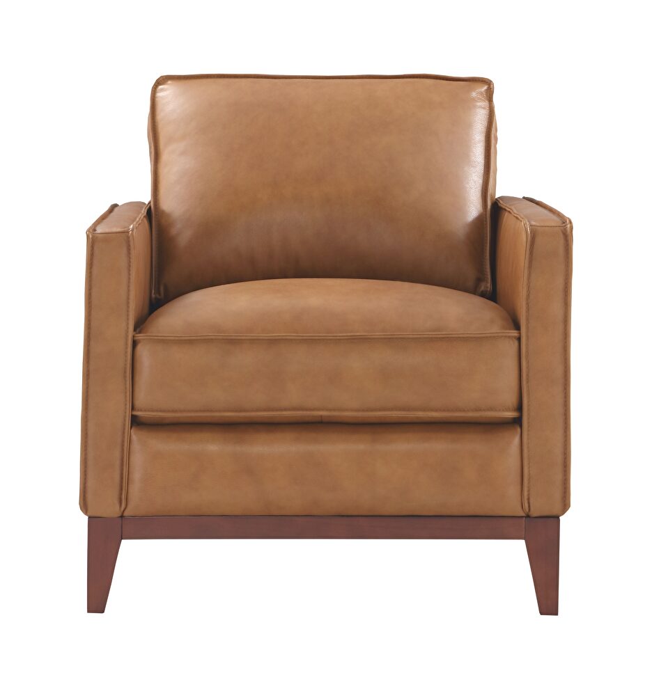 Saddle color leather casual style chair by Beverly Hills