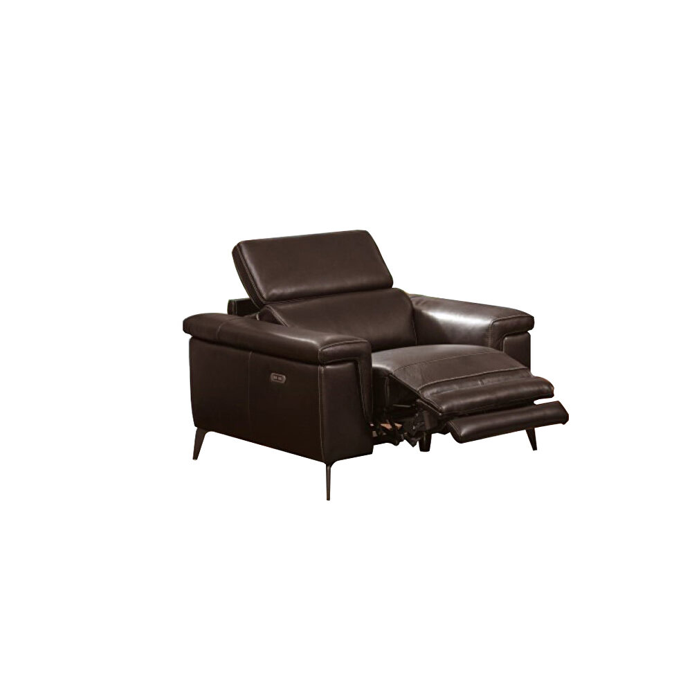Brown leather chair w/ adjustable headrests by Beverly Hills