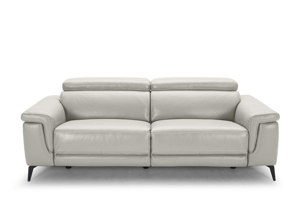 Smoke gray leather loveseat w/ adjustable headrests by Beverly Hills