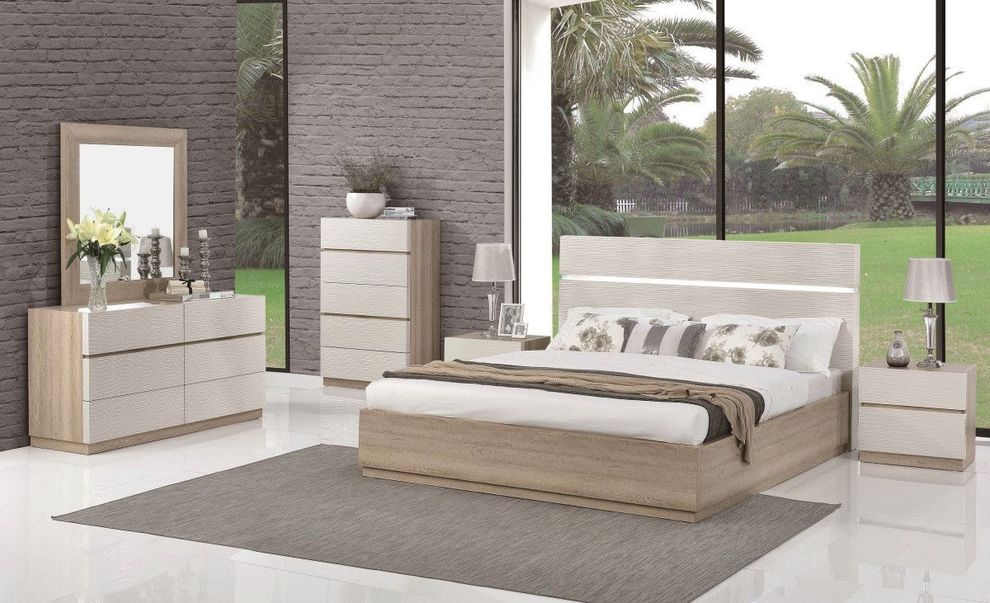 Led-style headboard platform bed by Beverly Hills