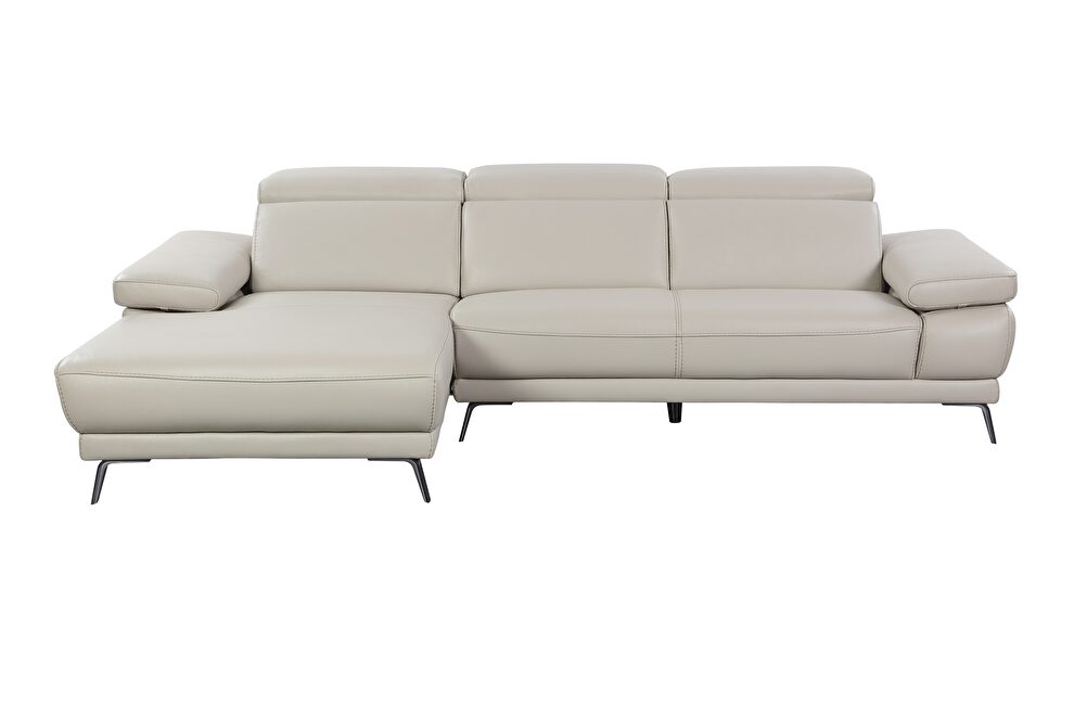 Full taupe leather sectional sofa by Beverly Hills