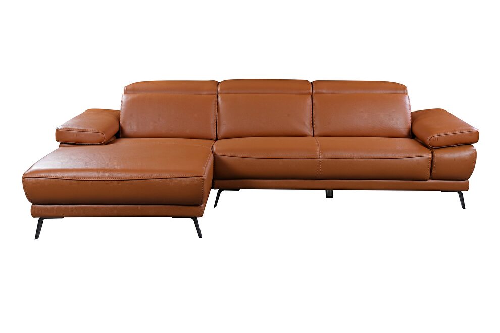 Full adobe orange leather sectional sofa by Beverly Hills