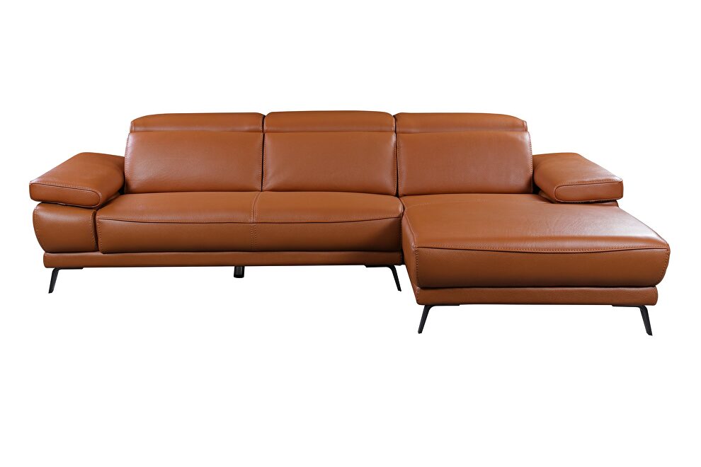 Full adobe orange leather sectional sofa by Beverly Hills