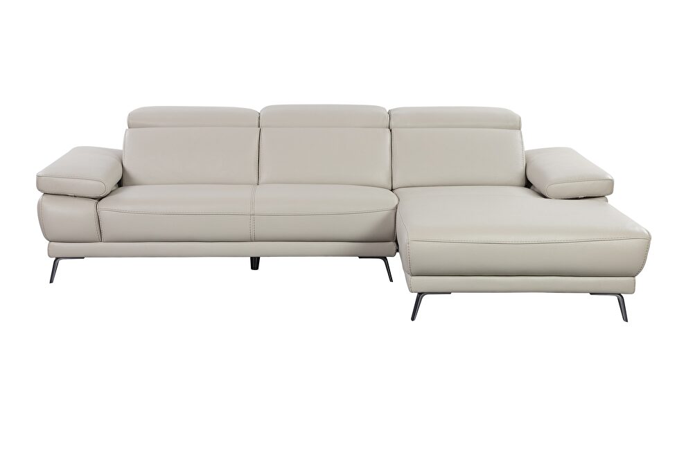 Full taupe leather sectional sofa by Beverly Hills