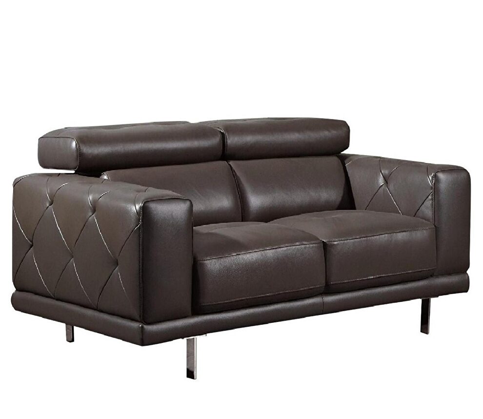 Modern low-profile leather loveseat in gray by Beverly Hills