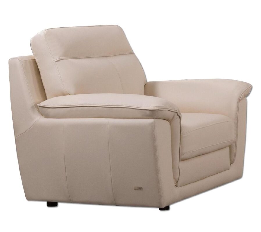 Contemporary casual style chair in beige leather by Beverly Hills