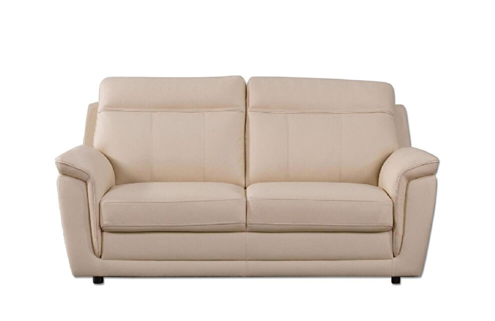 Contemporary casual style loveseat in beige leather by Beverly Hills
