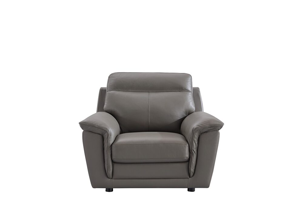 Contemporary casual style chair in gray leather by Beverly Hills